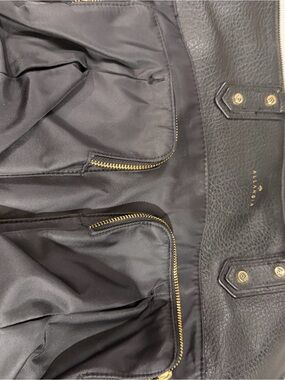 Allanah Black Leather Tote with Gold Logo